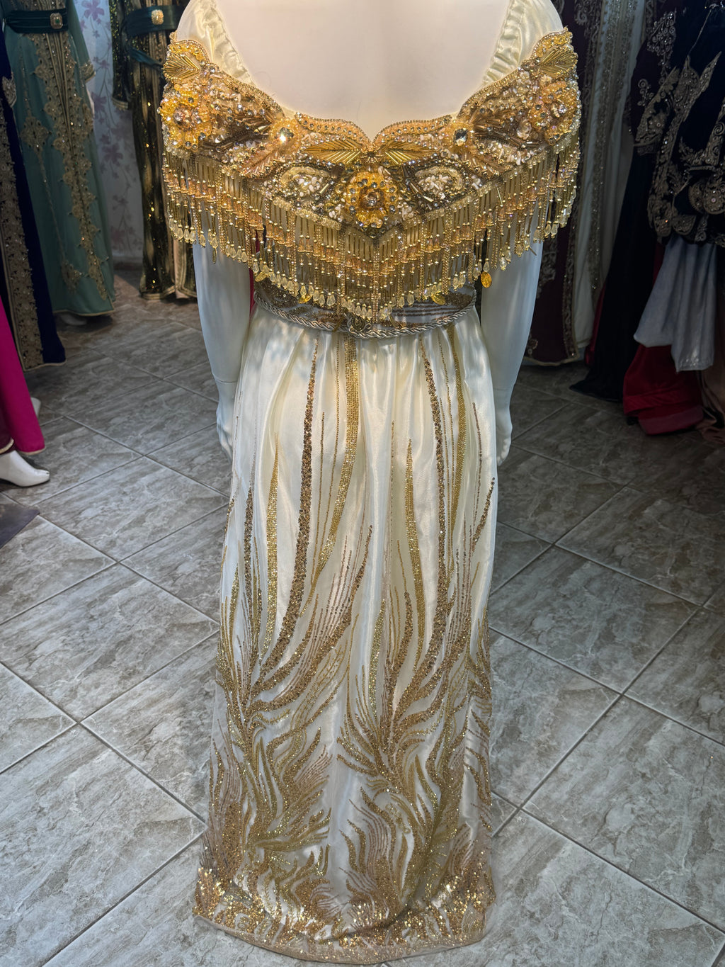 👑 البلوزة الوهرانية الملكية (ذهبي لامع)